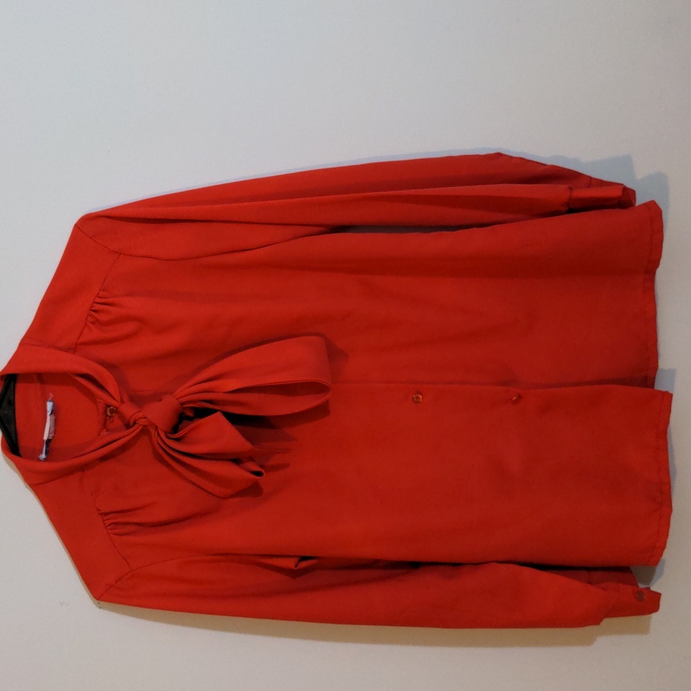Vintage Lady Holiday Bow Blouse Red (M / L)